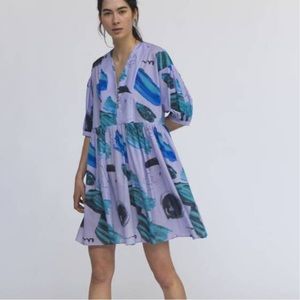 Heinui Mar Lilac Oversized Purple Mini Dress Small